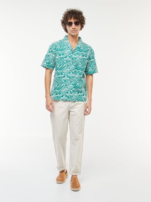 Camicia con stampa a maniche corte in misto lino - Kiabi