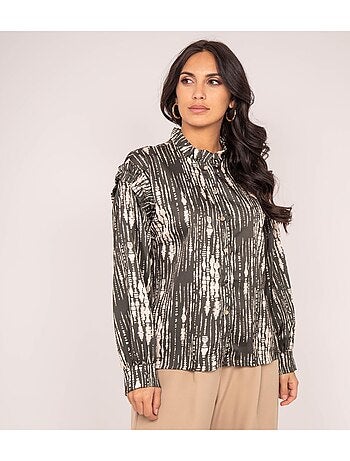 Camicia con stampa in raso OBONE
