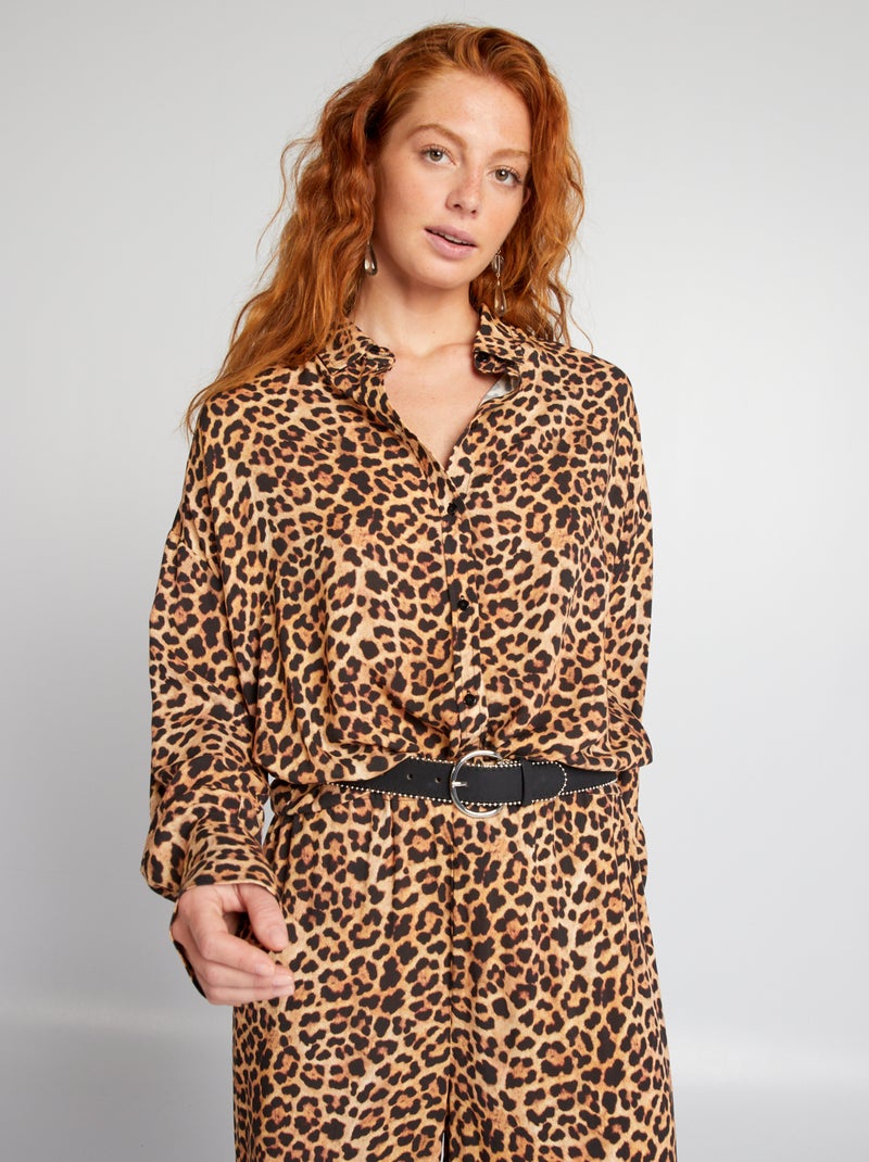 Camicia con stampa leopardata MARRONE - Kiabi