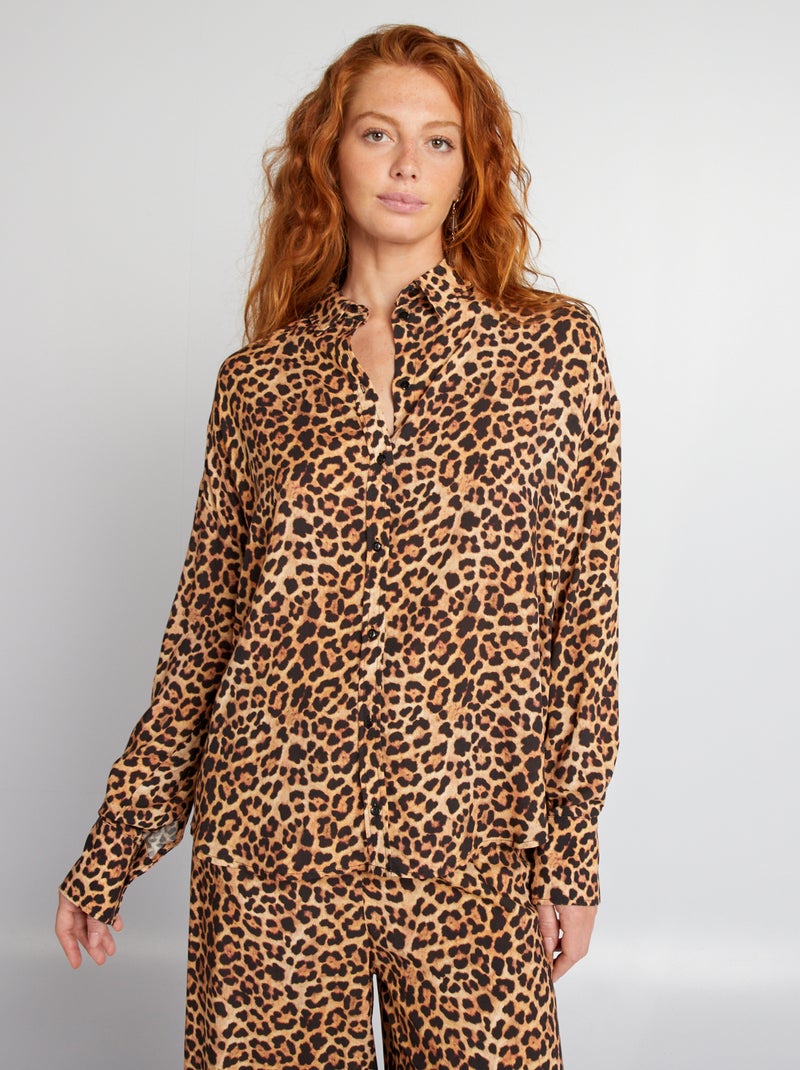Camicia con stampa leopardata MARRONE - Kiabi