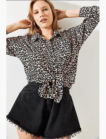 Camicia con stampa leopardata mbms lucci