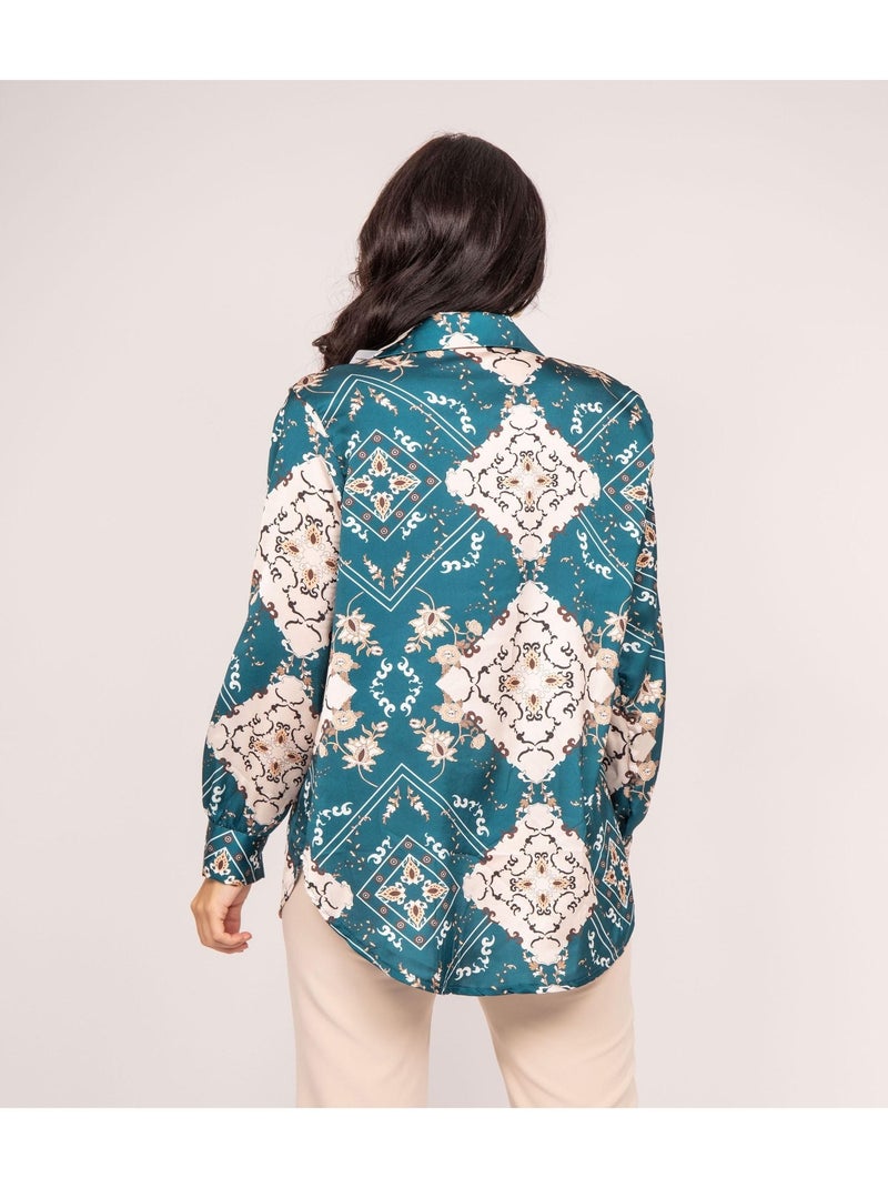 Camicia con stampa OMIST Blu pavone - Kiabi