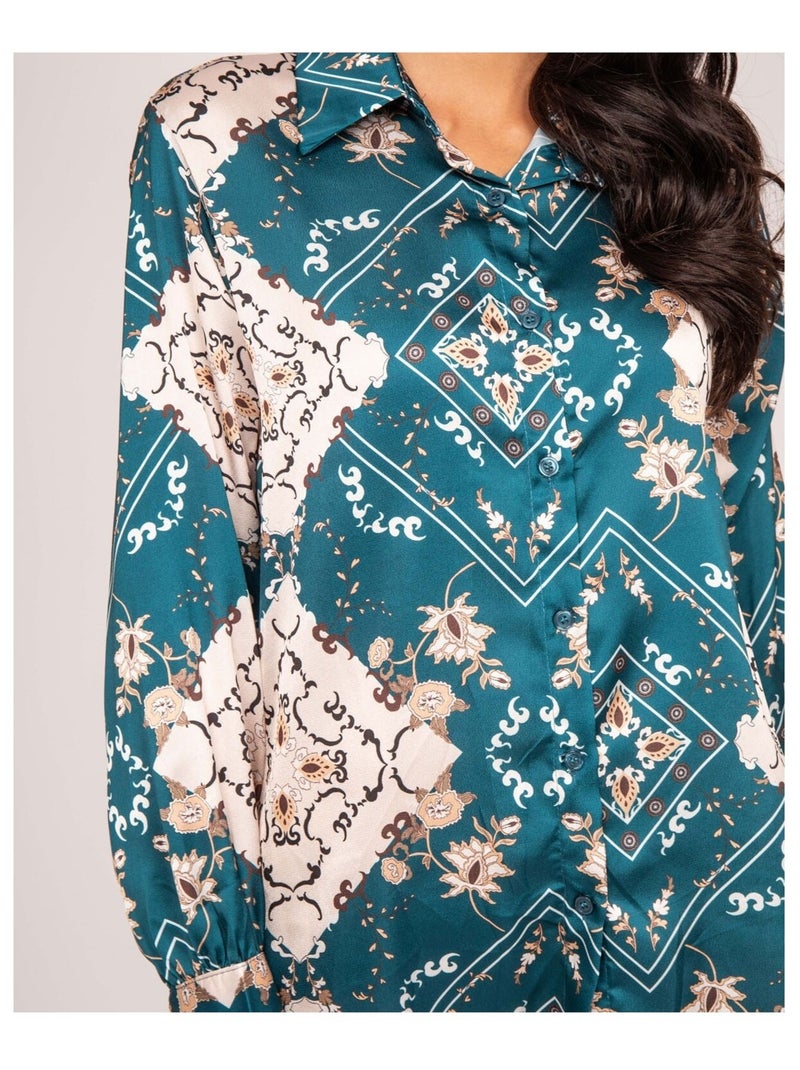 Camicia con stampa OMIST Blu pavone - Kiabi