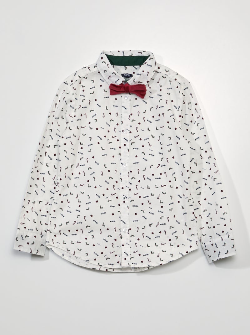 Camicia con stampa + papillon BIANCO - Kiabi