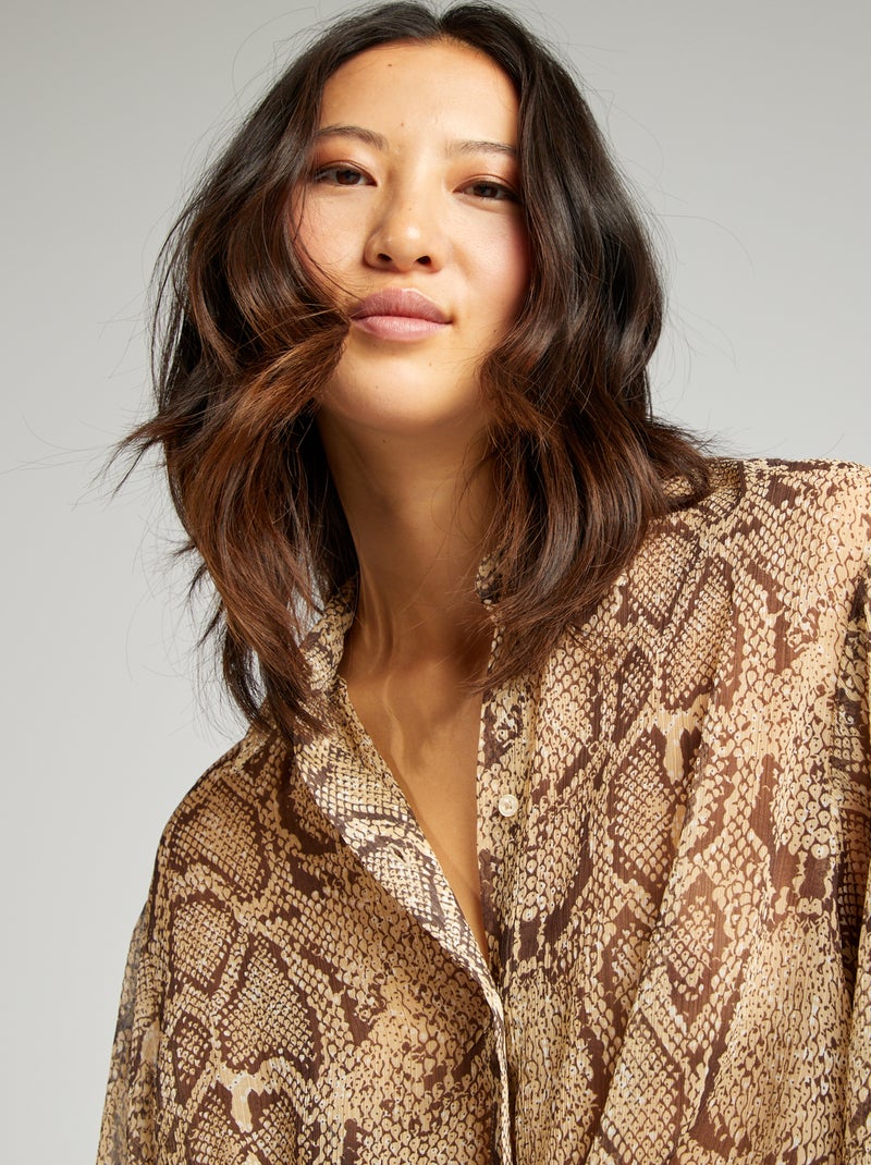 Camicia con stampa pitone BEIGE - Kiabi