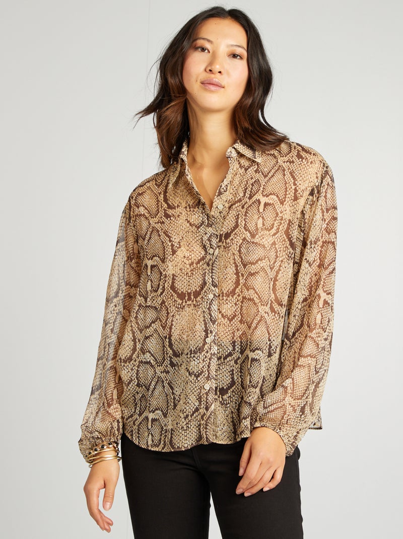 Camicia con stampa pitone BEIGE - Kiabi