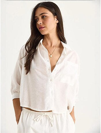 Camicia con tasca singola e mezza manica lucci