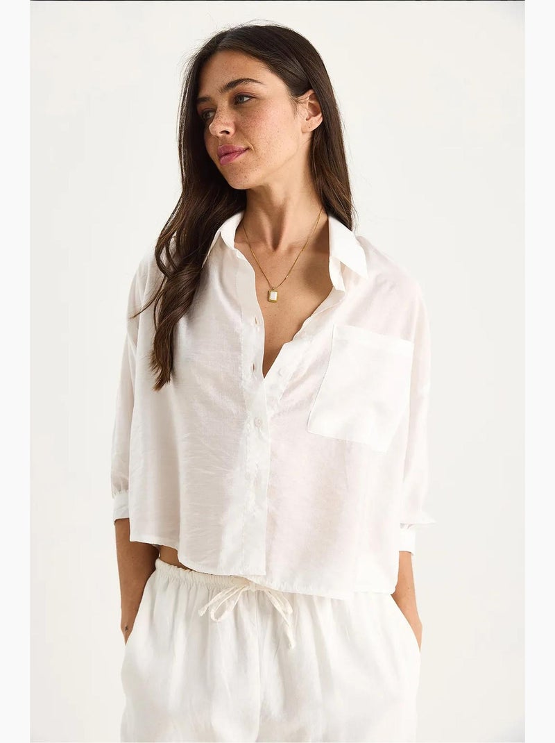 Camicia con tasca singola e mezza manica lucci Bianco - Kiabi