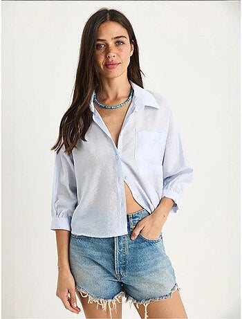 Camicia con tasca singola e mezza manica lucci