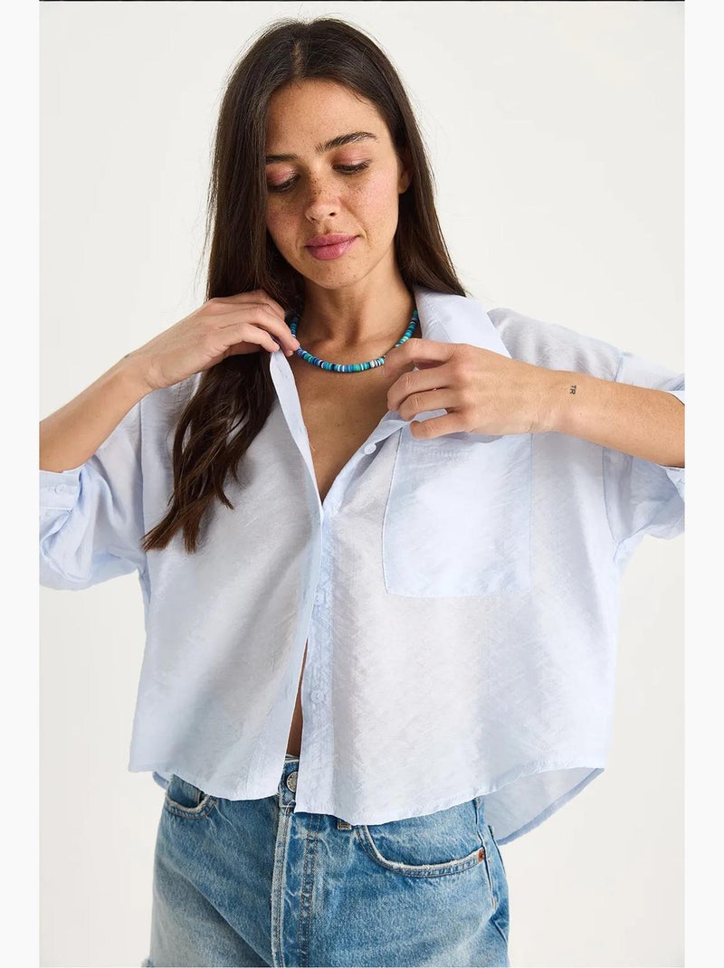 Camicia con tasca singola e mezza manica lucci Blu cielo - Kiabi