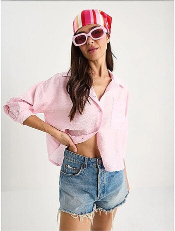 Camicia con tasca singola e mezza manica lucci