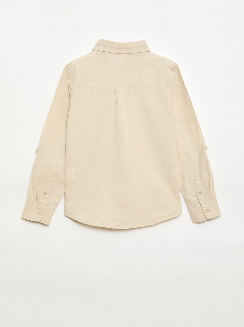 Camicia con taschino e maniche risvoltabili Beige - Kiabi