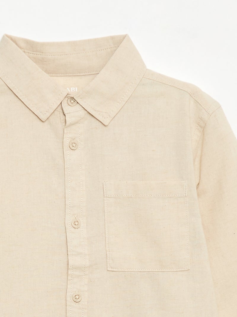 Camicia con taschino e maniche risvoltabili Beige - Kiabi