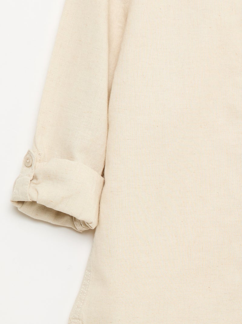 Camicia con taschino e maniche risvoltabili Beige - Kiabi