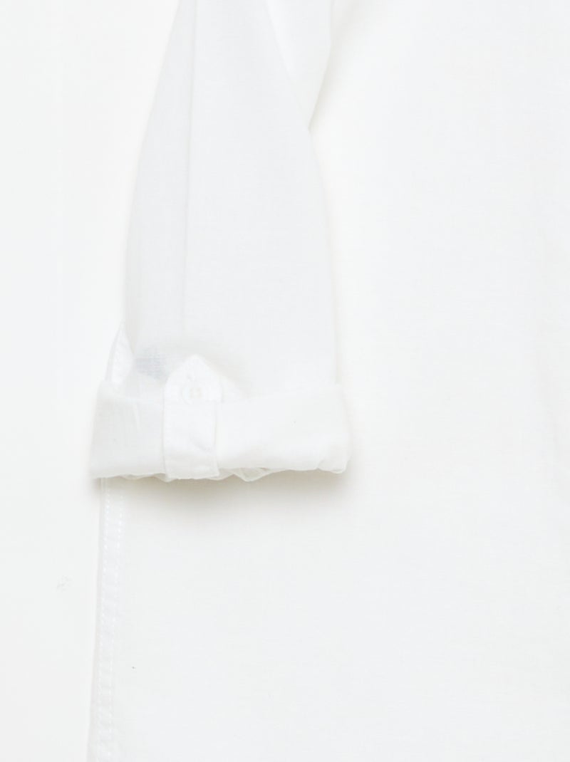 Camicia con taschino e maniche risvoltabili Bianco - Kiabi