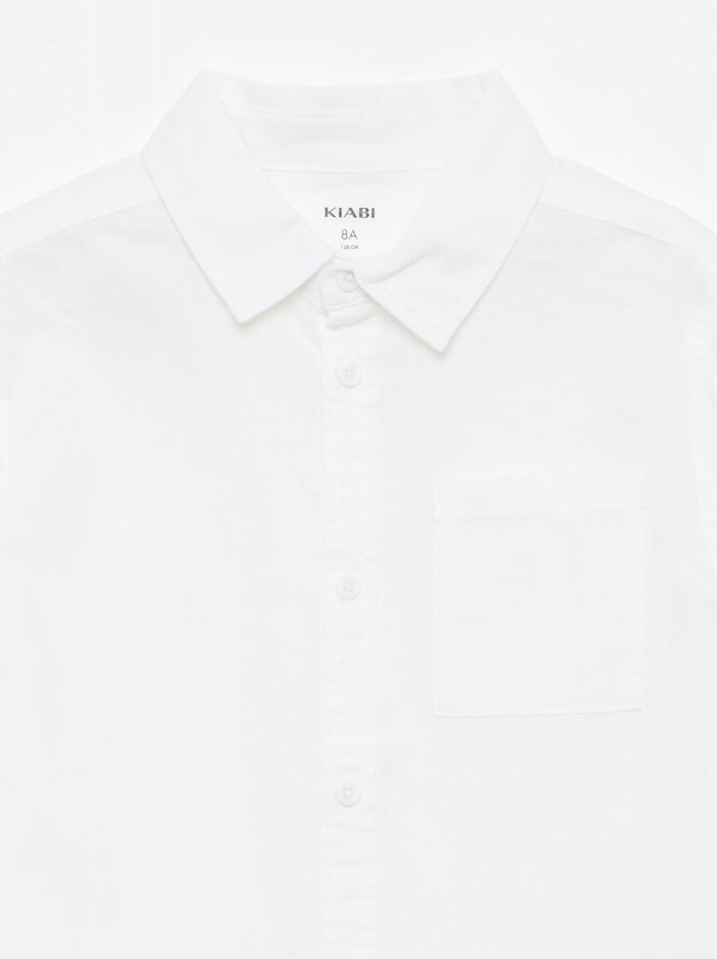 Camicia con taschino e maniche risvoltabili Bianco - Kiabi