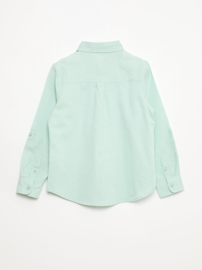 Camicia con taschino e maniche risvoltabili Blu - Kiabi