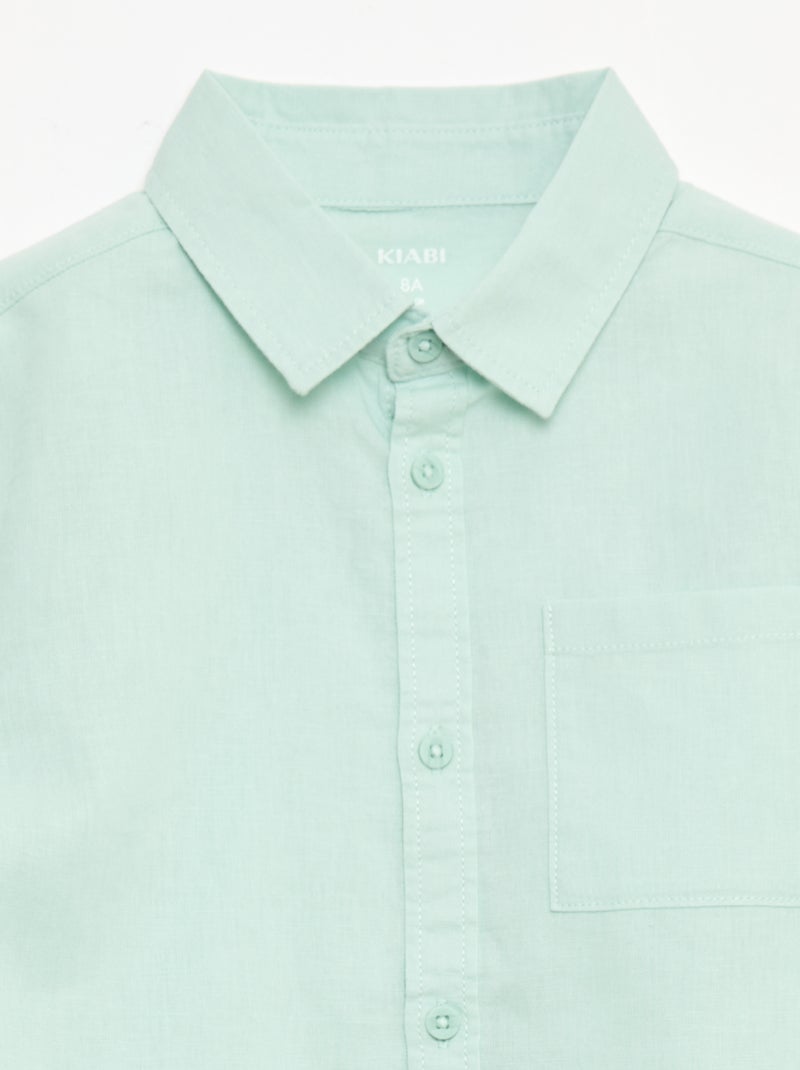 Camicia con taschino e maniche risvoltabili Blu - Kiabi
