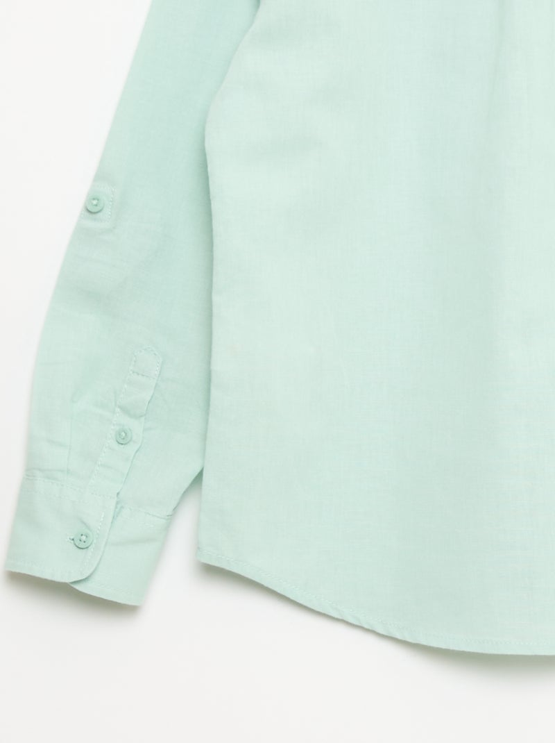 Camicia con taschino e maniche risvoltabili Blu - Kiabi