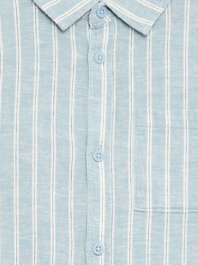 Camicia con taschino e maniche risvoltabili Blu - Kiabi