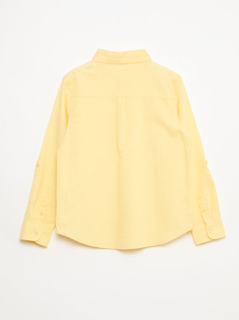 Camicia con taschino e maniche risvoltabili Giallo - Kiabi