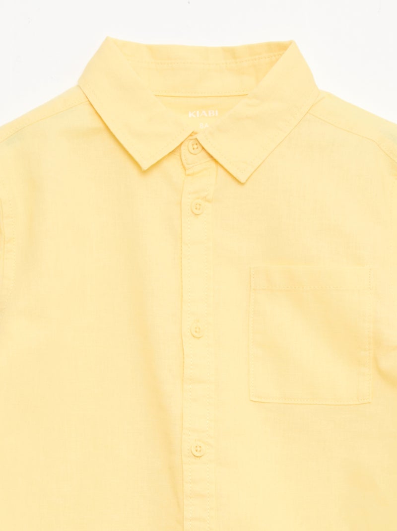 Camicia con taschino e maniche risvoltabili Giallo - Kiabi