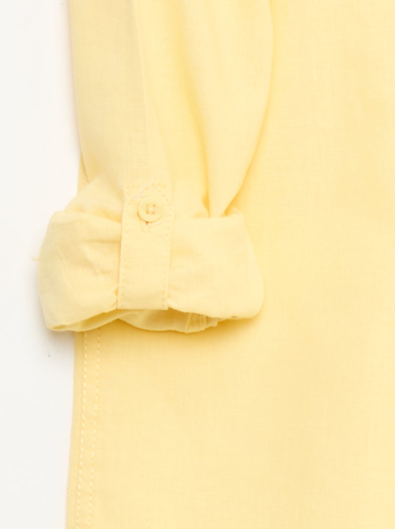 Camicia con taschino e maniche risvoltabili Giallo - Kiabi