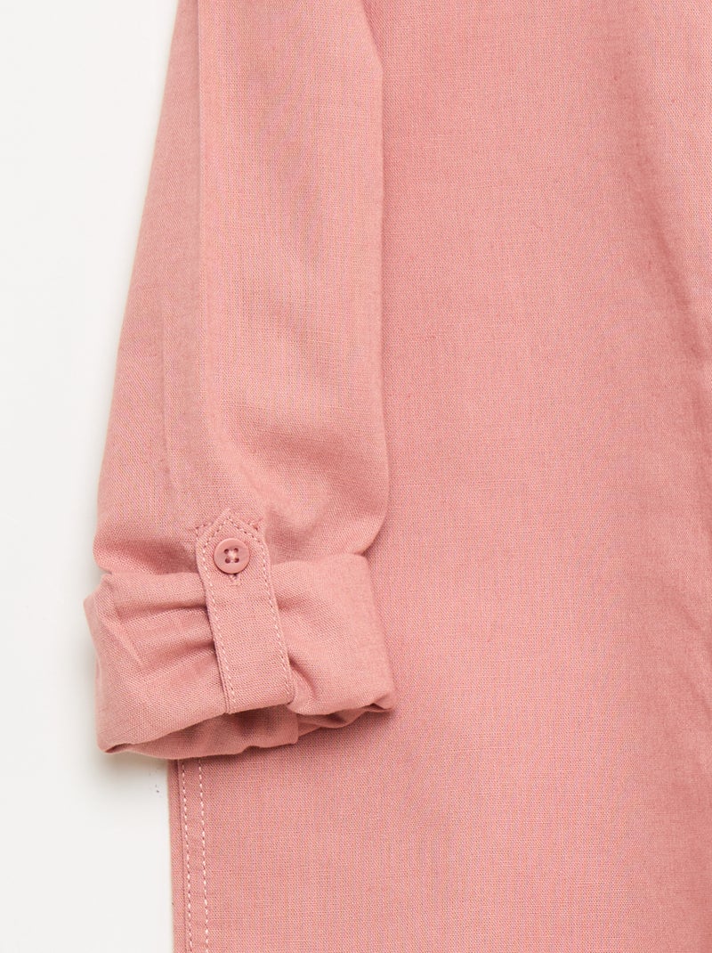 Camicia con taschino e maniche risvoltabili Rosa - Kiabi