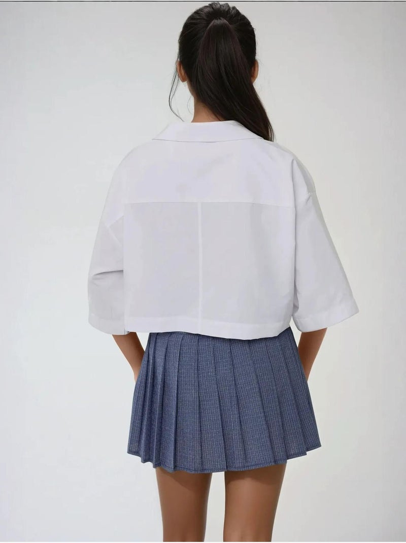Camicia corta con dettaglio tasca Bianco - Kiabi