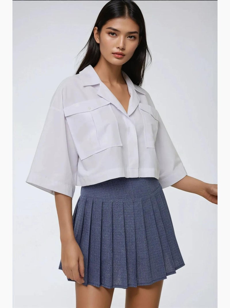 Camicia corta con dettaglio tasca hiccup Bianco - Kiabi
