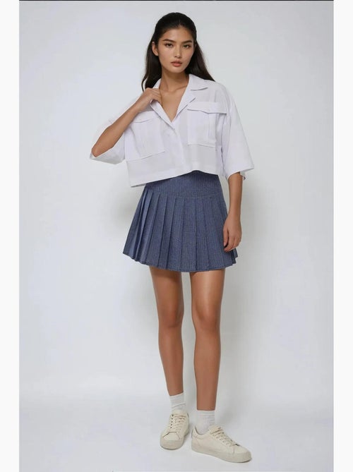 Camicia corta con dettaglio tasca hiccup - Kiabi Camicia corta con dettaglio tasca hiccup - Kiabi