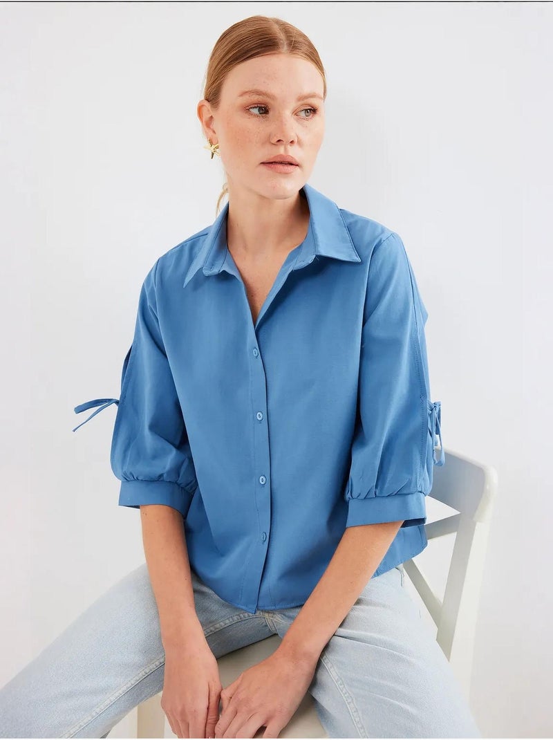 Camicia corta con fiocco bdart Blu zaffiro - Kiabi