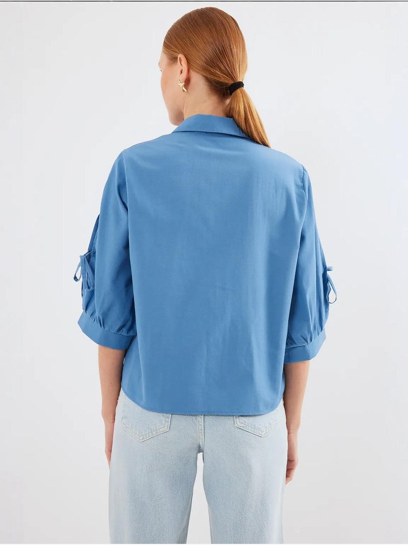 Camicia corta con fiocco bdart Blu zaffiro - Kiabi