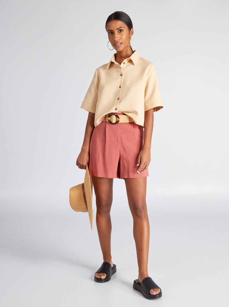 Camicia corta con maniche 3/4 BEIGE - Kiabi