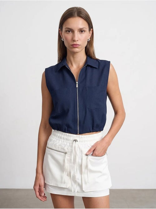 Camicia corta da donna senza maniche con zip dilvin - Kiabi