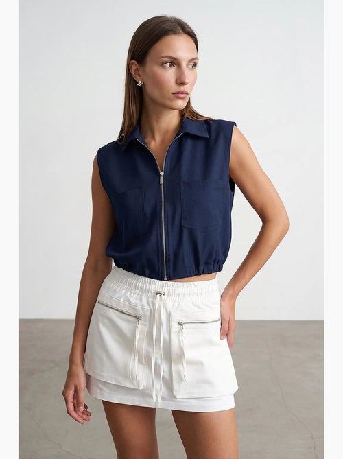 Camicia corta da donna senza maniche con zip dilvin - Kiabi