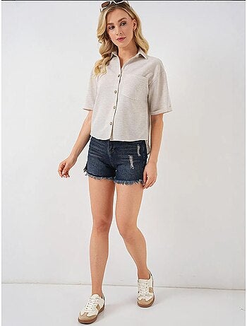 Camicia corta effetto lino bdart