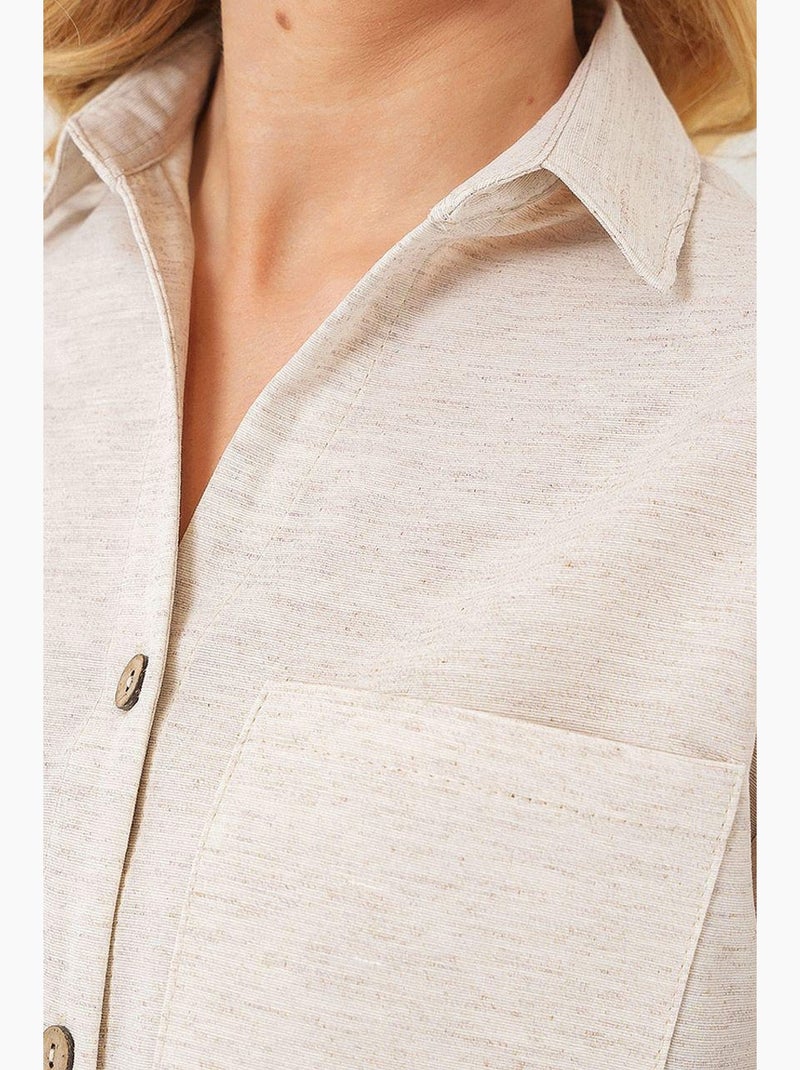 Camicia corta effetto lino bdart Crema - Kiabi