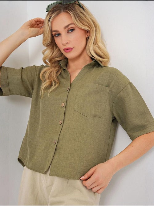 Camicia corta effetto lino bdart - Kiabi Camicia corta effetto lino bdart - Kiabi