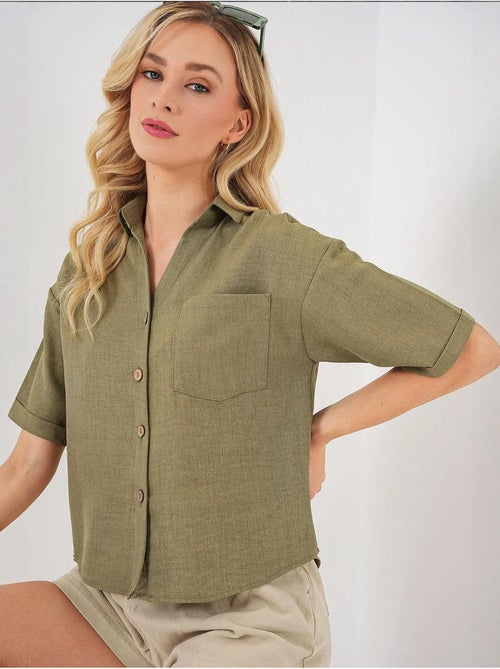 Camicia corta effetto lino bdart - Kiabi Camicia corta effetto lino bdart - Kiabi