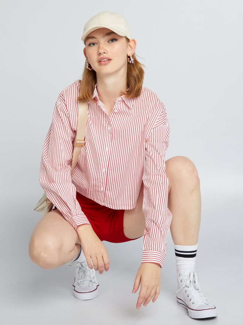 Camicia corta in cotone Rosso - Kiabi