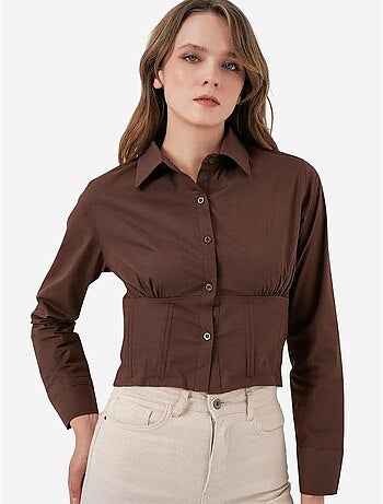 Camicia corta in popeline aderente con bottoni bdart