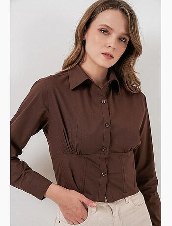 Camicia corta in popeline aderente con bottoni bdart