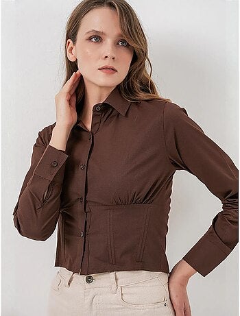 Camicia corta in popeline aderente con bottoni bdart