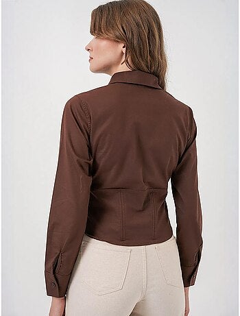 Camicia corta in popeline aderente con bottoni bdart