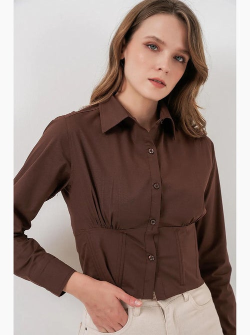 Camicia corta in popeline aderente con bottoni bdart - Kiabi Camicia corta in popeline aderente con bottoni bdart - Kiabi