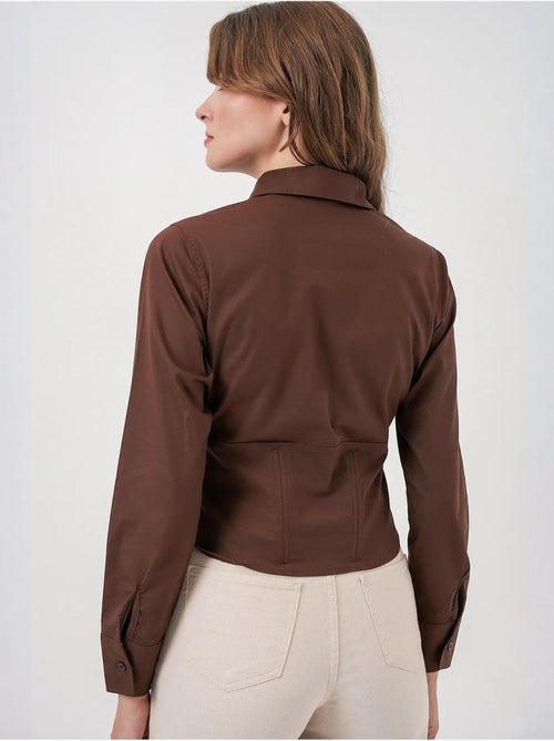 Camicia corta in popeline aderente con bottoni bdart - Kiabi Camicia corta in popeline aderente con bottoni bdart - Kiabi