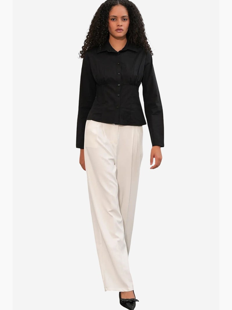 Camicia corta in popeline aderente con bottoni bdart Nero - Kiabi