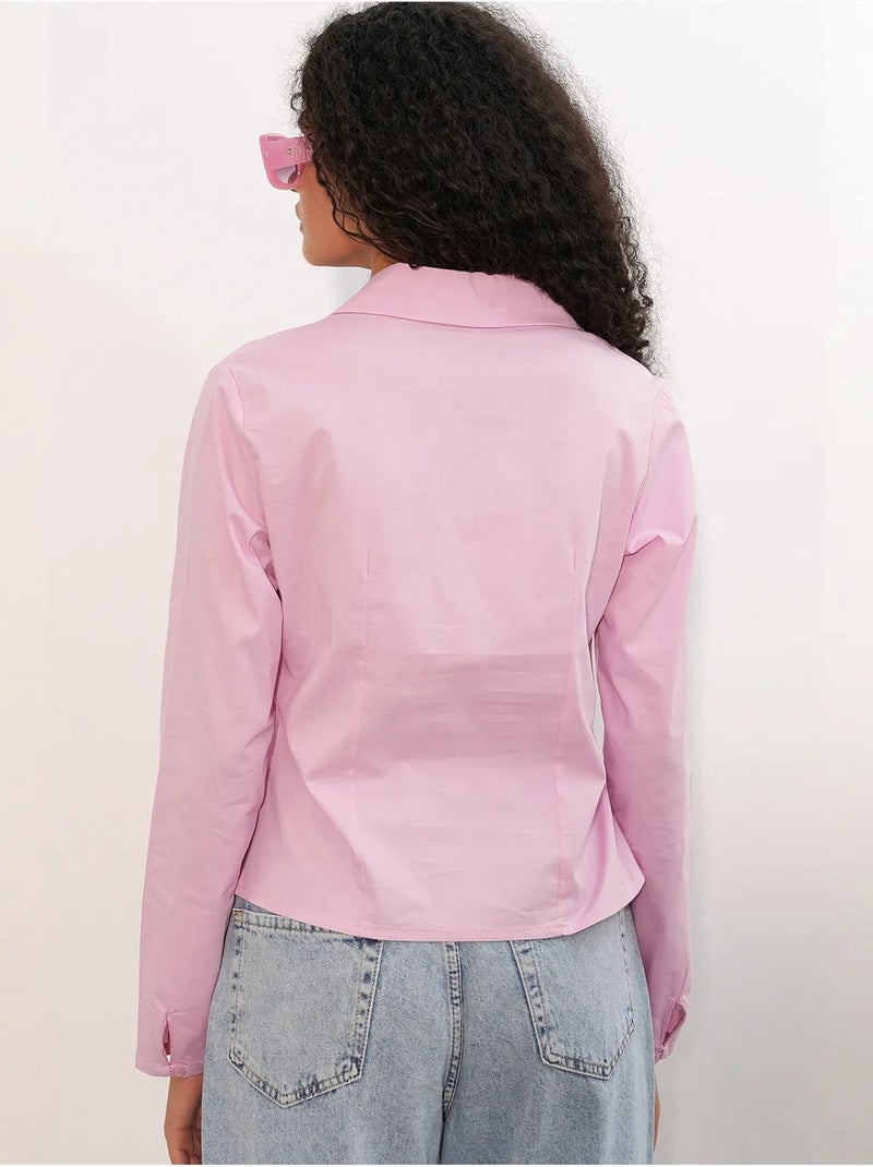 Camicia corta in popeline aderente con bottoni bdart Rosa chiaro - Kiabi