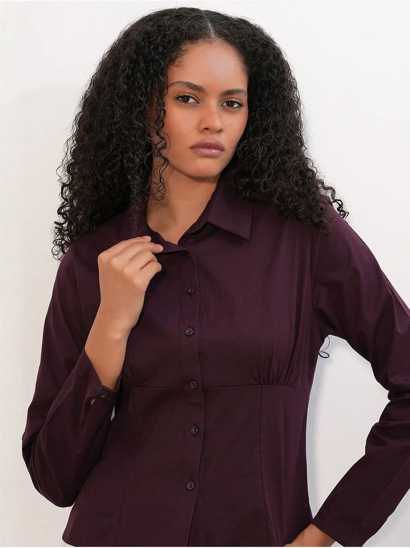 Camicia corta in popeline aderente con bottoni bdart Rosso bordeaux - Kiabi